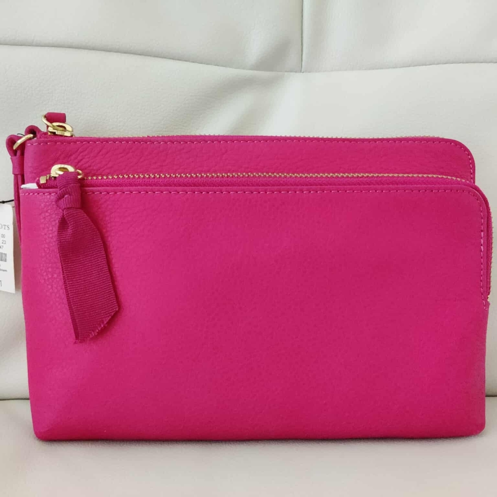 Talbots Pink Clutch Wristlet with Double Zipper